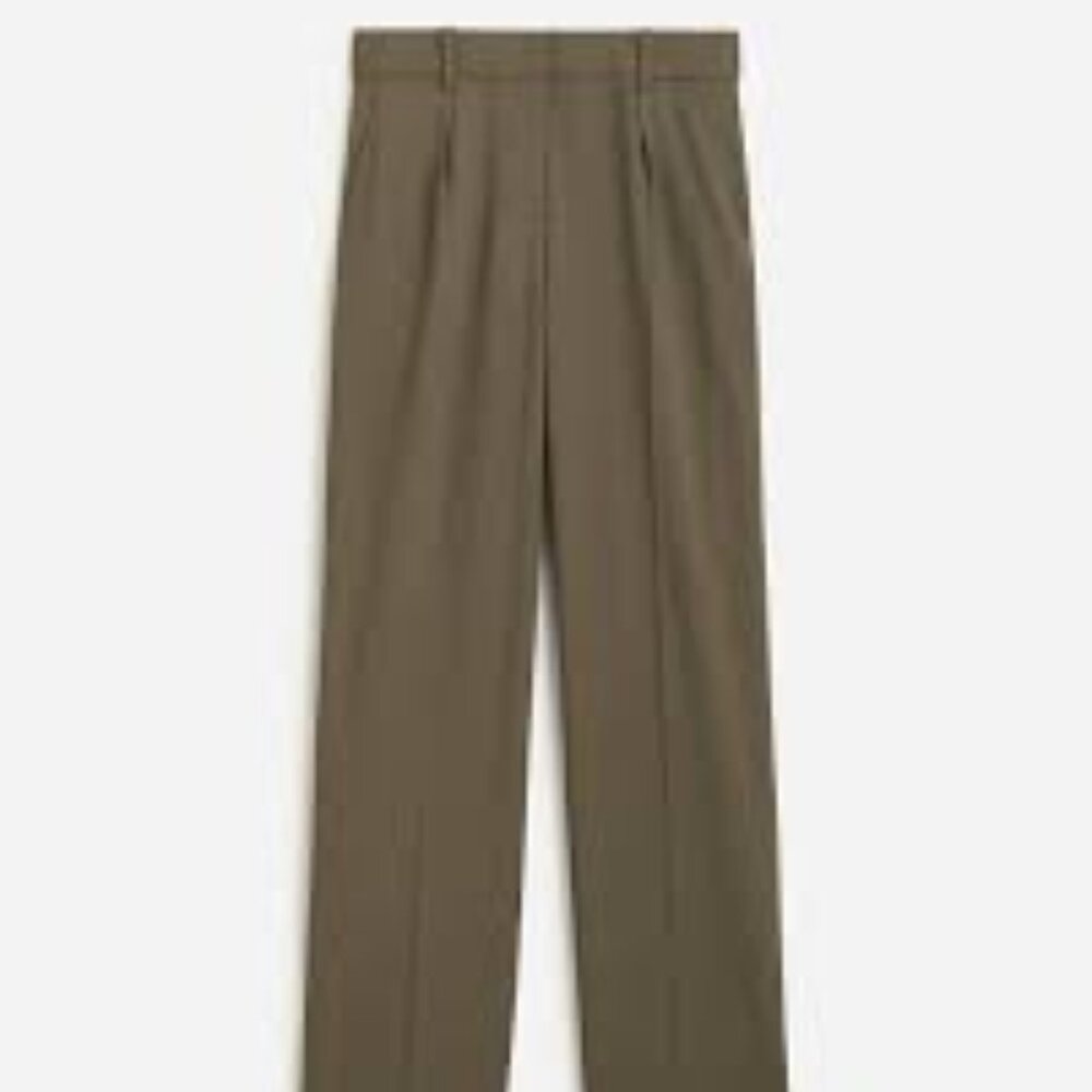 J.Crew High rise Portia pant in Italian bi stretch wool DRY MOSS new 4